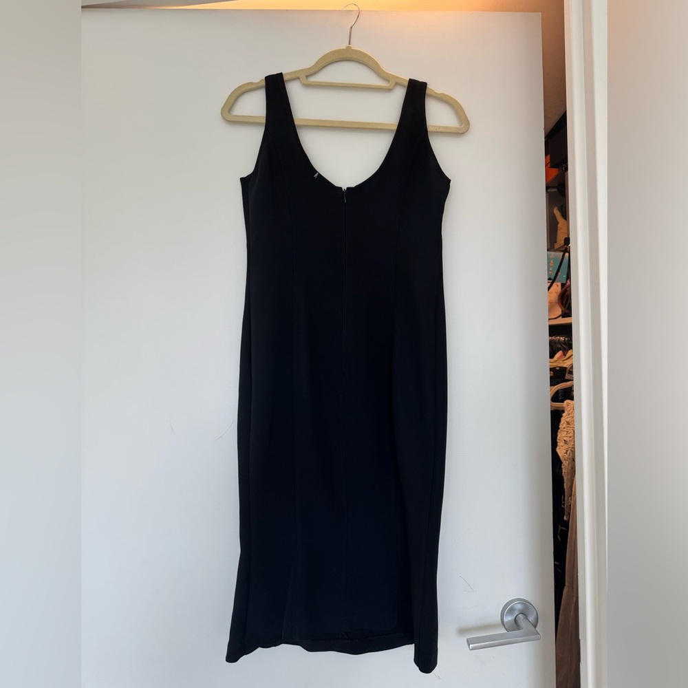 Dolce & Gabbana Black V-Neck Sheath Midi Dress